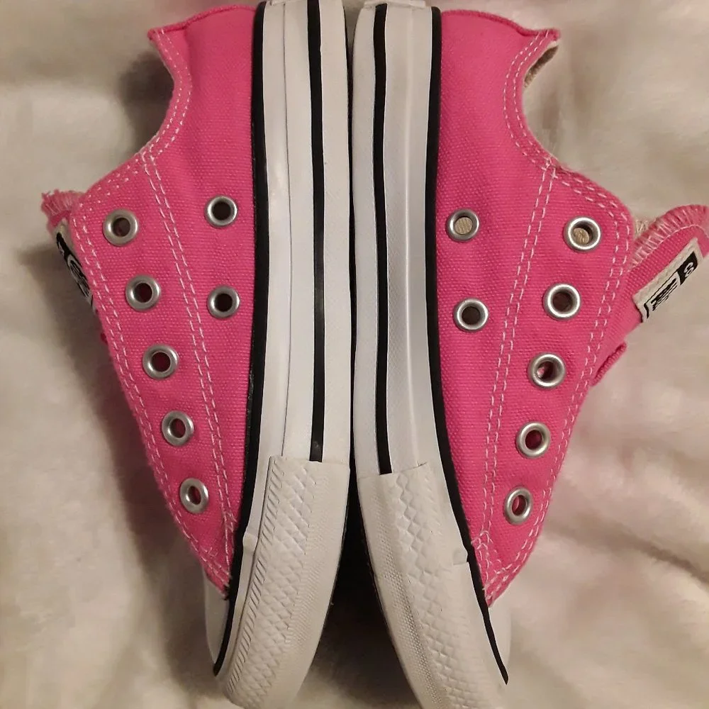 Hot Pink Low Top Classic Converse Sneakers - Picture 2 of 6